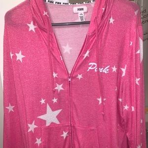 PINK star pink zip up hoodie